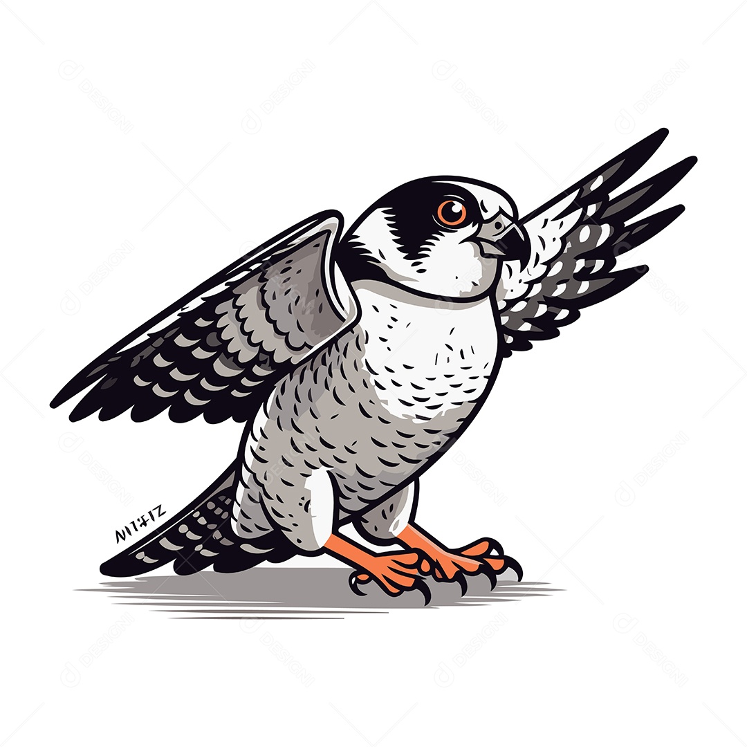 Falcão Peregrino de Desenho Animado Ilustração Vetor EPS