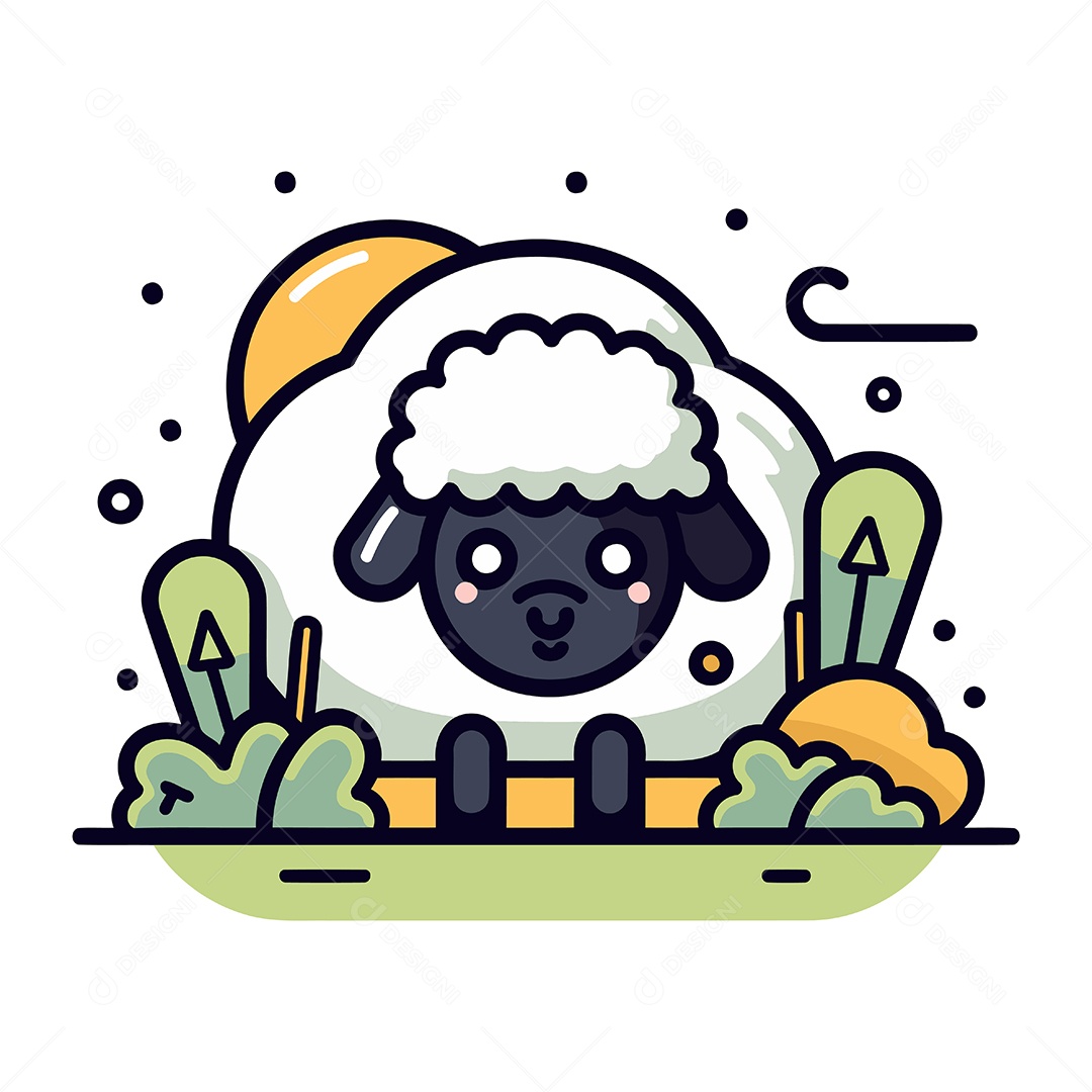 Ovelha de Desenho Animado Ilustração Vetor EPS