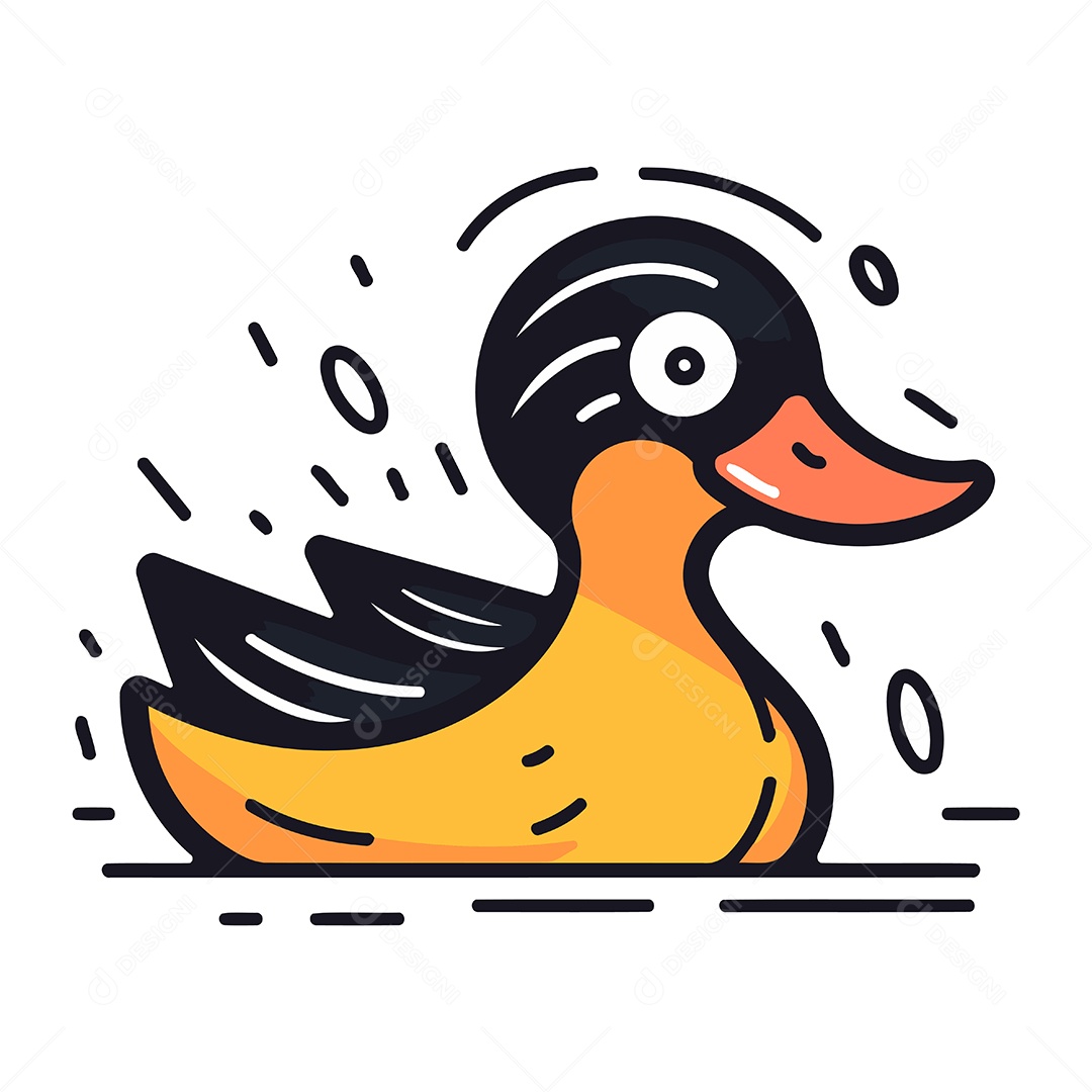 Pato Fofo de Desenho Animado Ilustração Vetor EPS