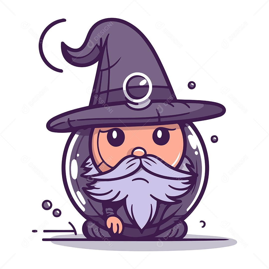 Mago em uma Bola Mágica Ilustração Vetor EPS