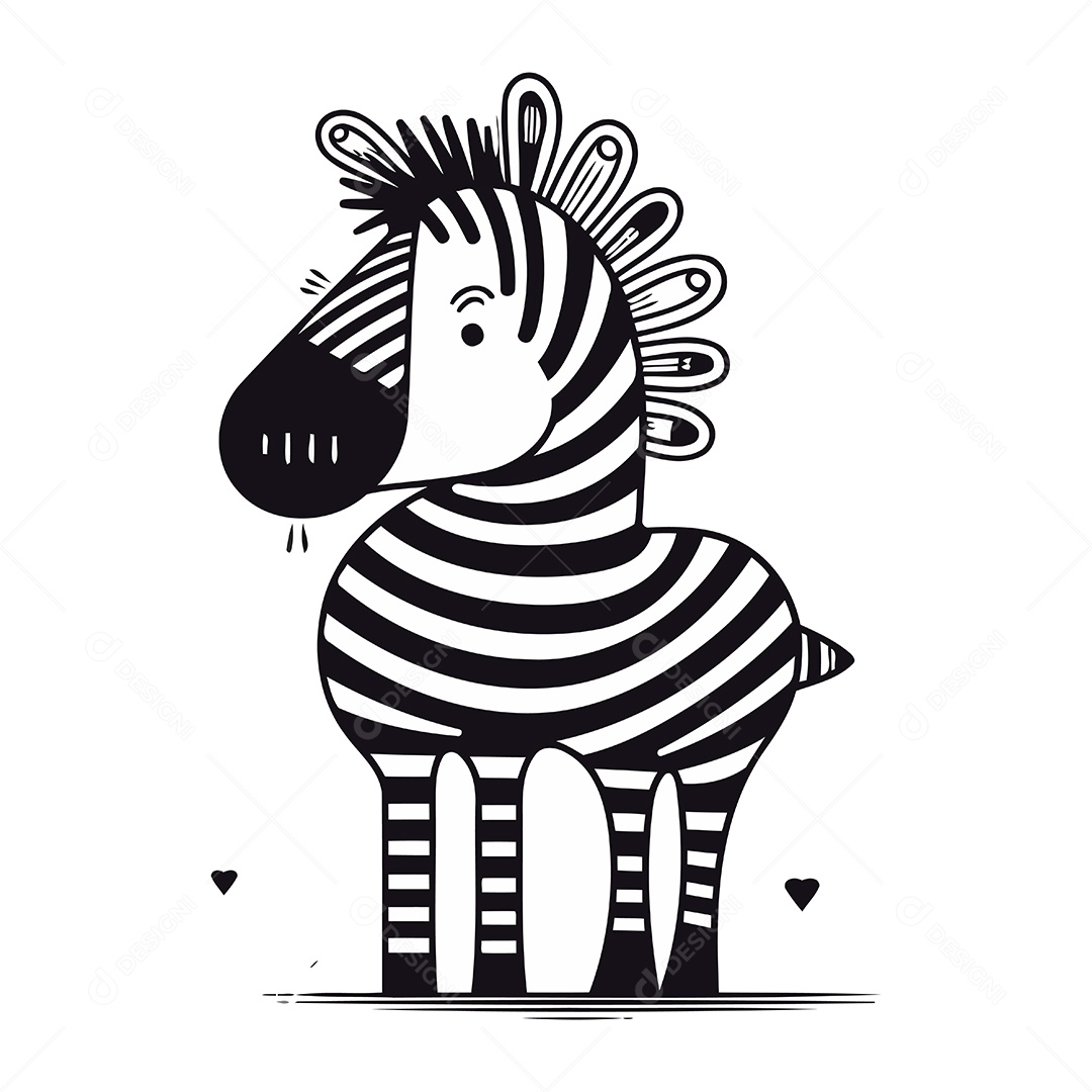 Zebra de Desenho Animado Ilustração Vetor EPS
