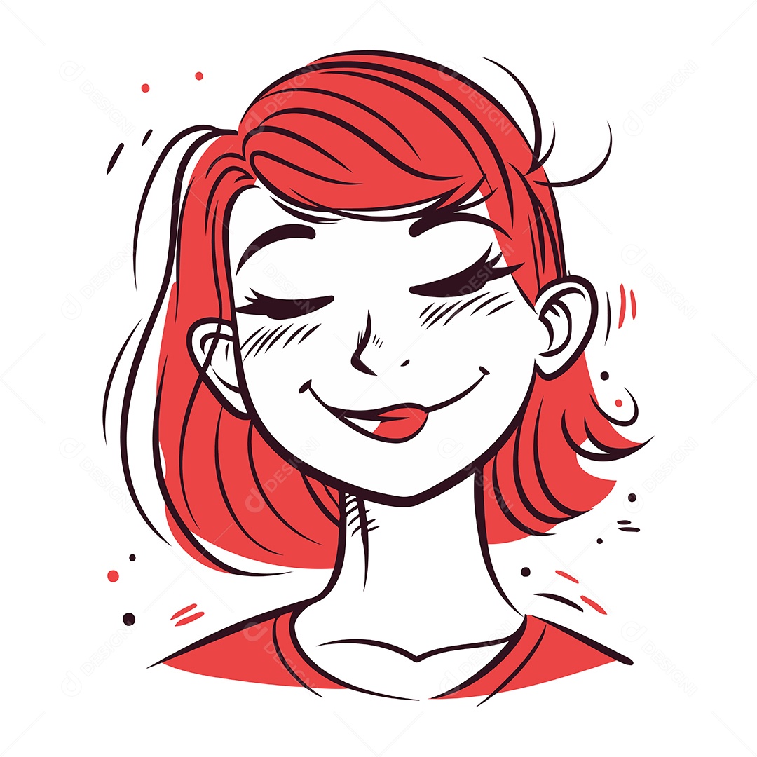 Menina Ruiva de Desenho Animado Ilustração Vetor EPS