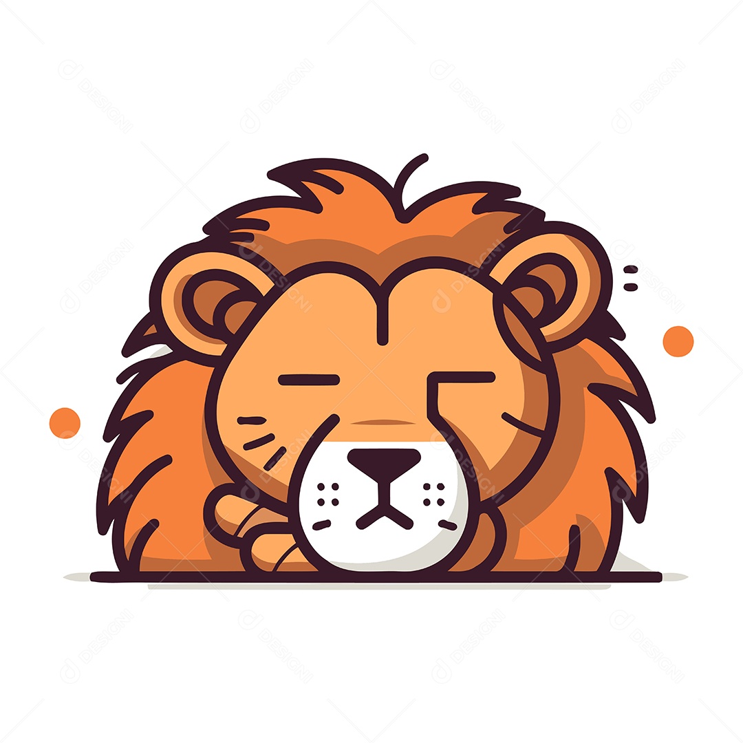 Leão Fofo de Desenho Animado Ilustração Vetor EPS