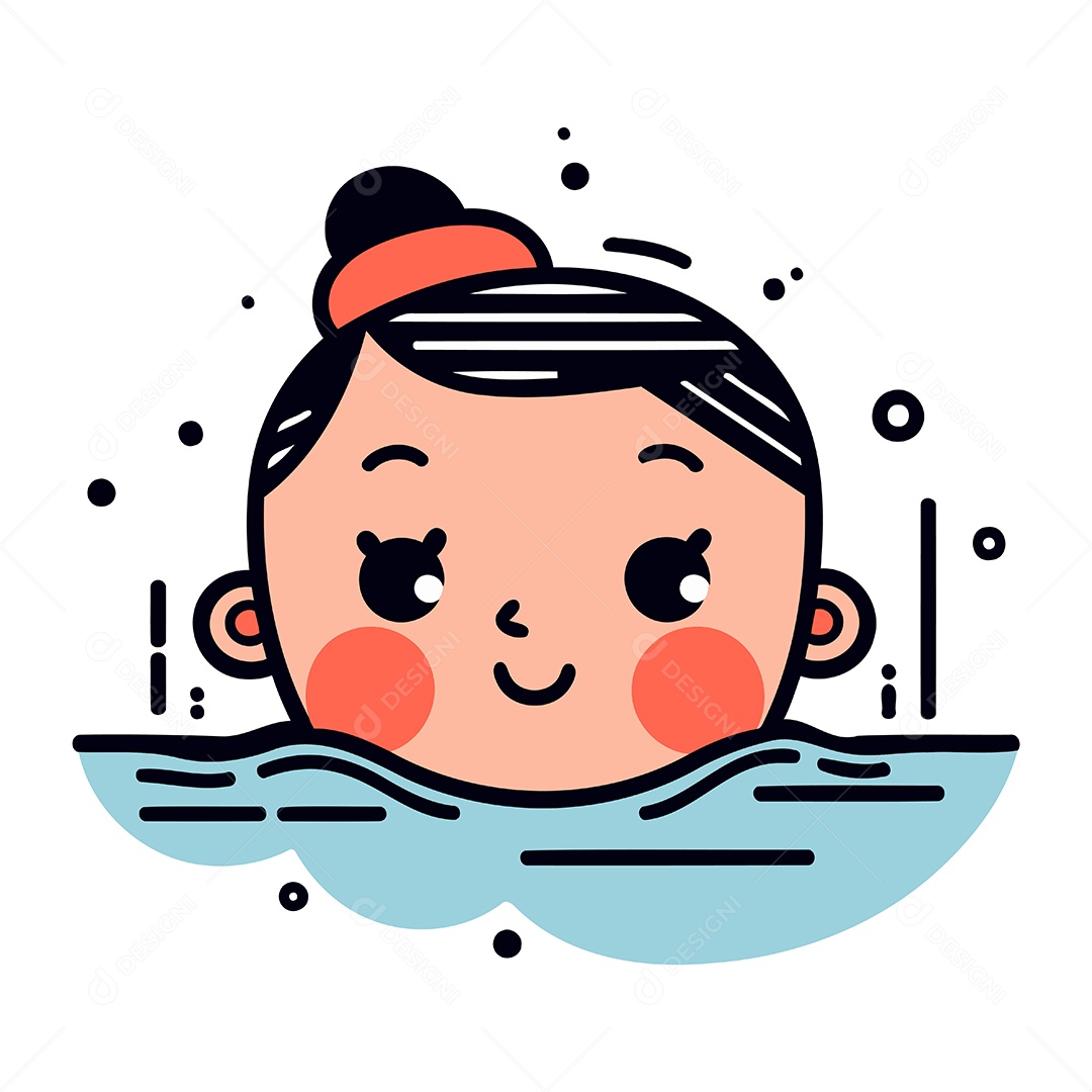 Menina na Piscina de Desenho Animado Ilustração Vetor EPS