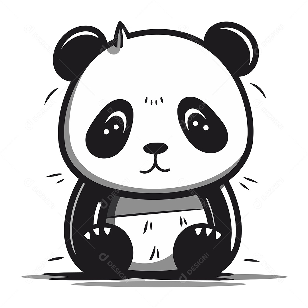 Urso Panda Fofo de Desenho Animado Ilustração Vetor EPS