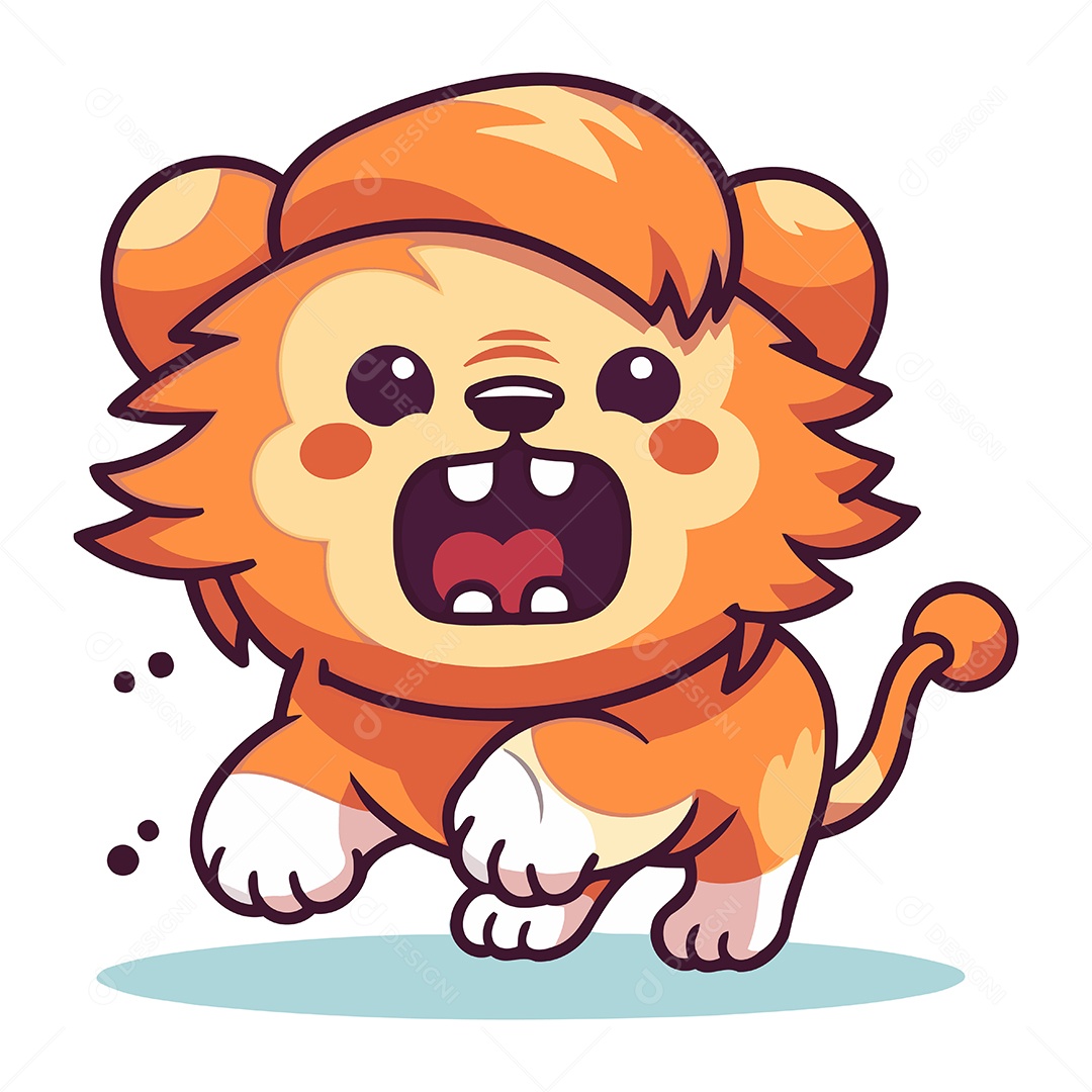 Leão Fofo de Desenho Animado Ilustração Vetor EPS