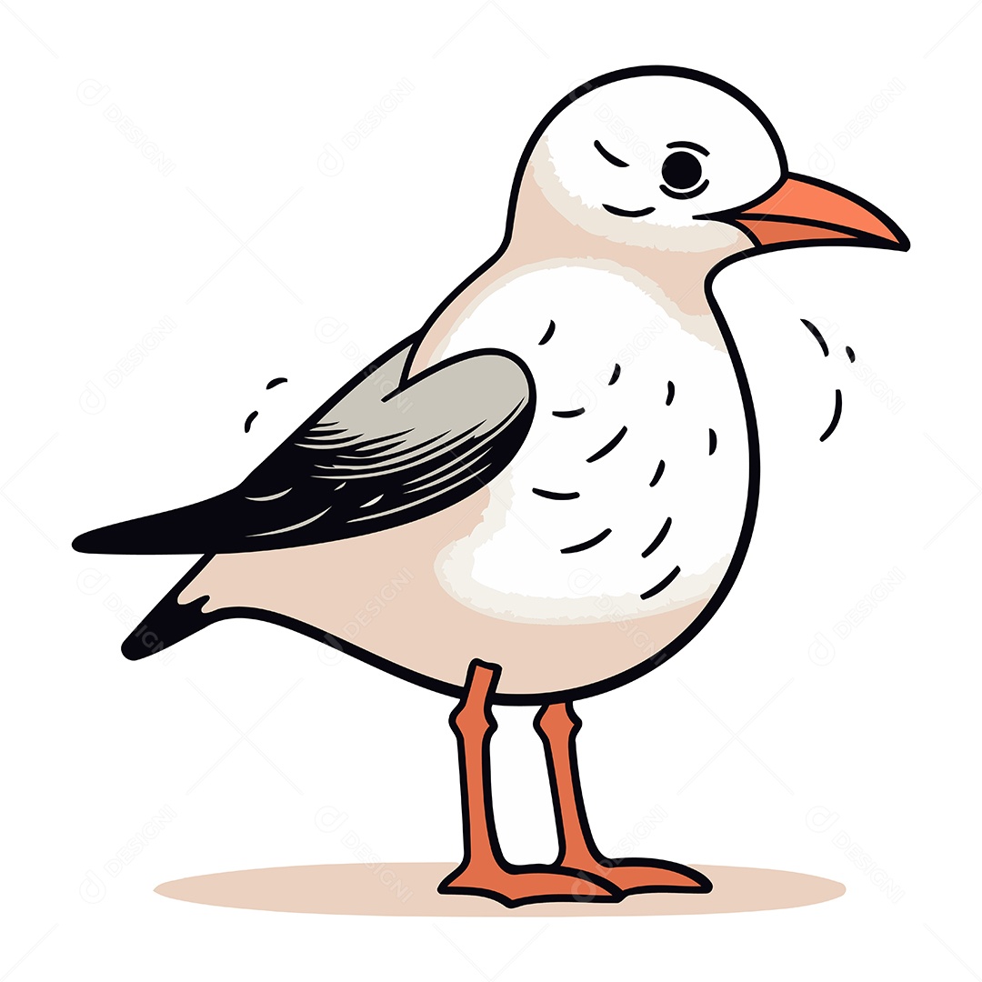 Gaivota de Desenho Animado Ilustração Vetor EPS