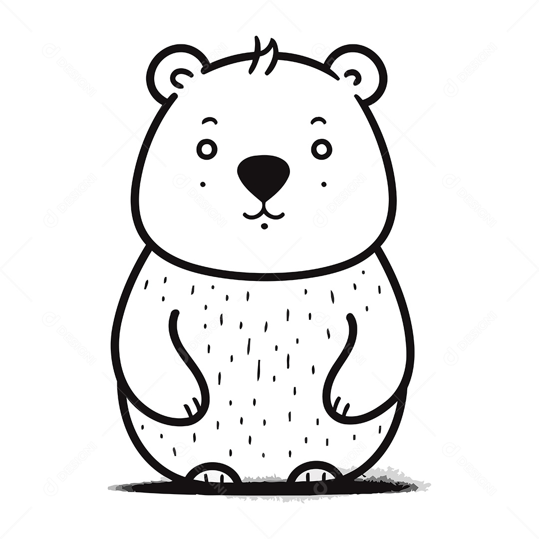 Urso Fofo de Desenho Animado Ilustração Vetor EPS