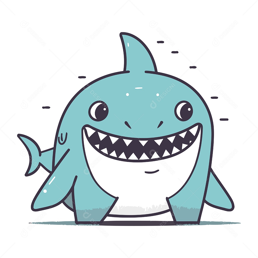 Tubarão de Desenho Animado Ilustração Vetor EPS