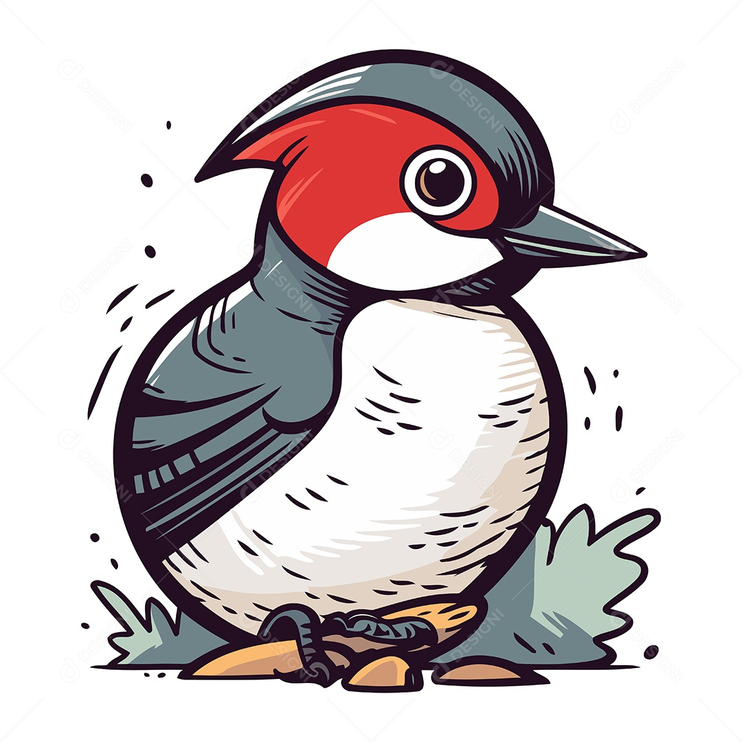 Pica Pau Fofo de Desenho Animado Ilustração Vetor EPS