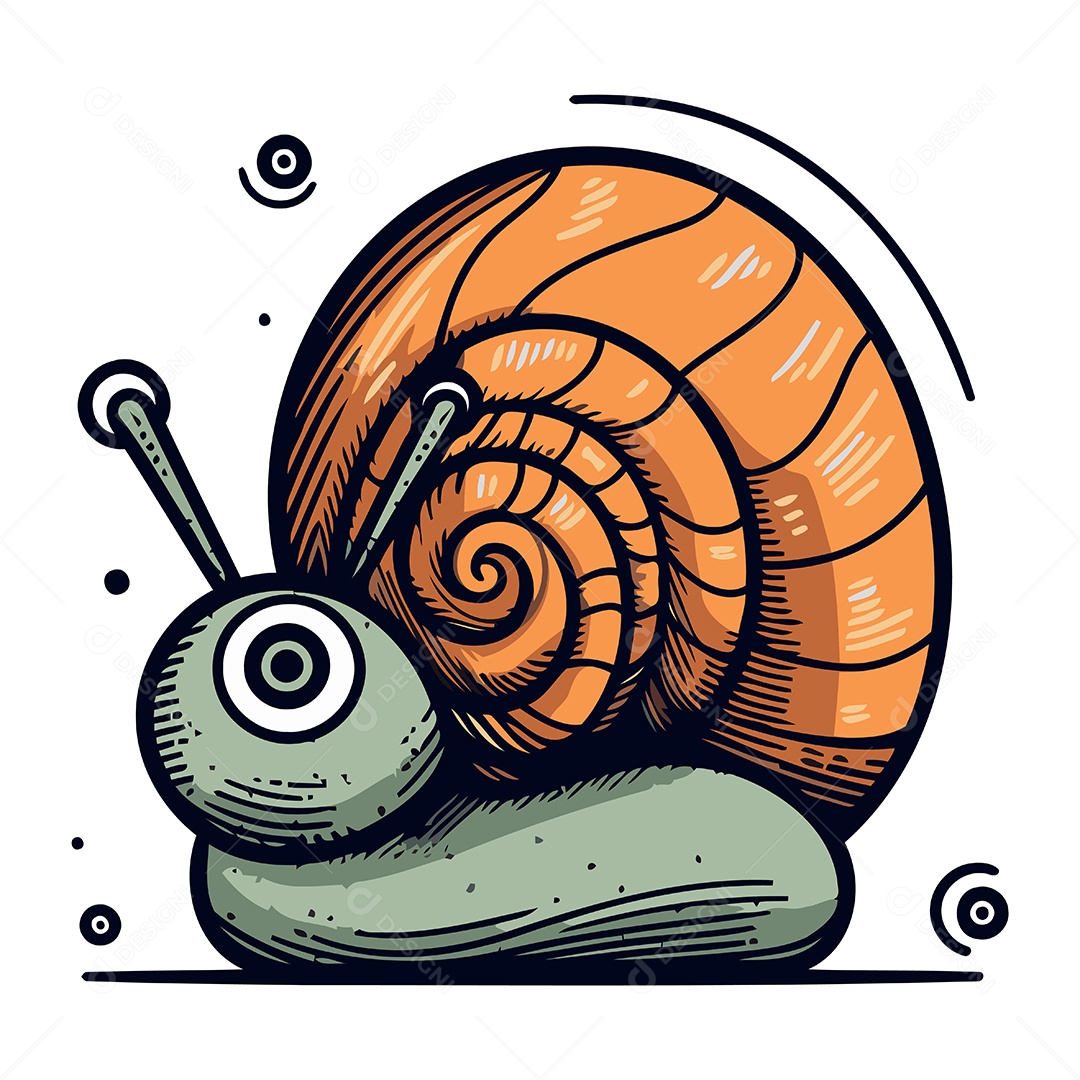Caracol de Desenho Animado Ilustração Vetor EPS