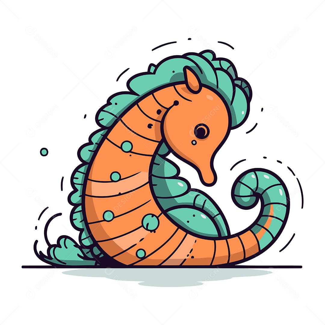 Cavalo Marinho de Desenho Animado Ilustração Vetor EPS