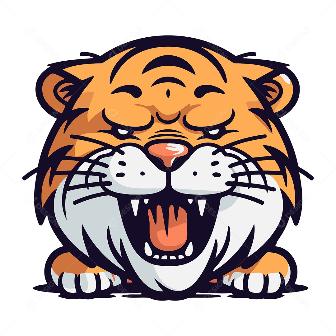 Cara de Tigre Desenho Animado Ilustração Vetor EPS
