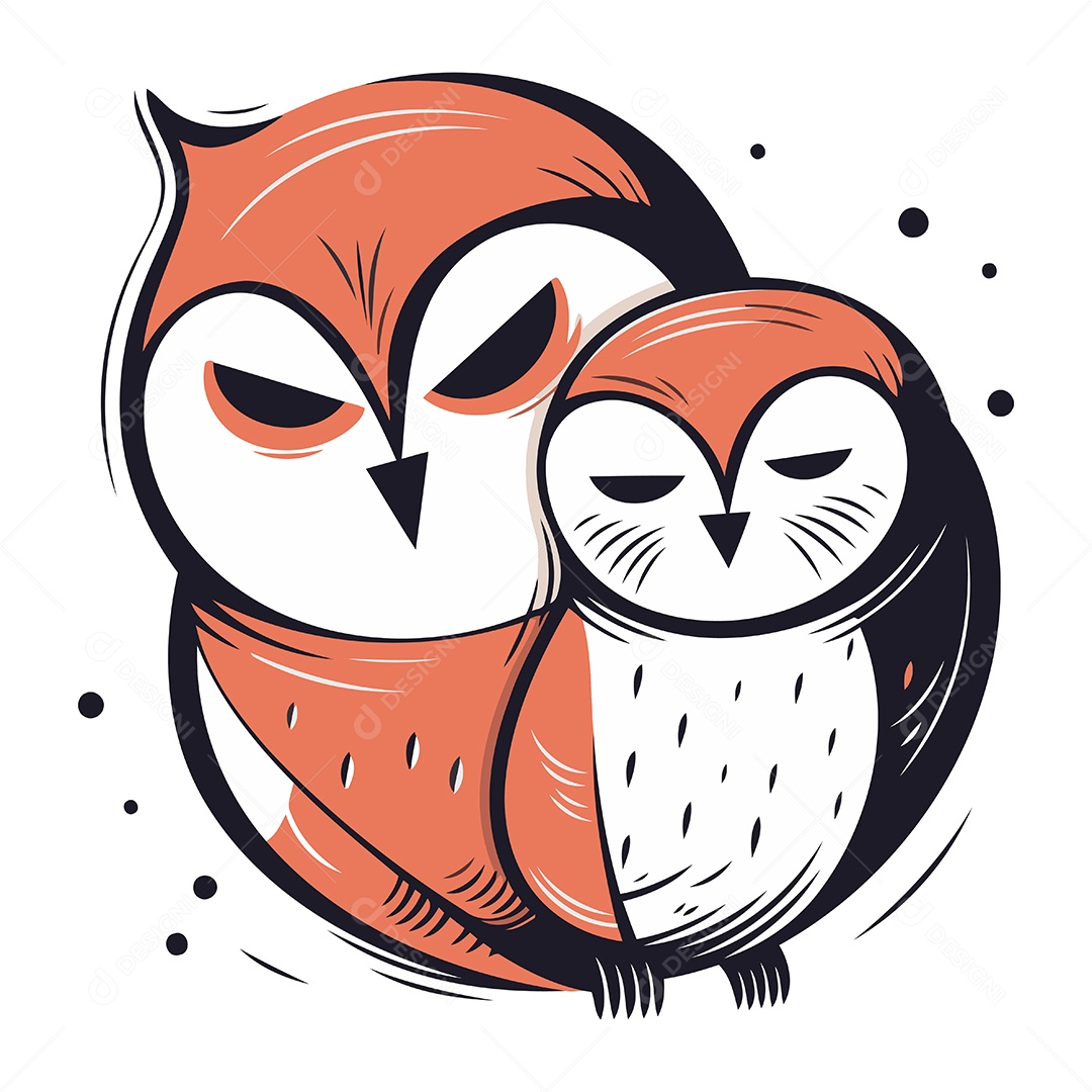 Corujas de Desenho Animado Ilustração Vetor EPS