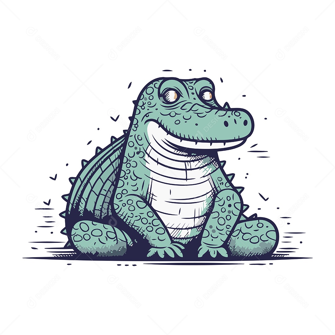 Crocodilo de Desenho Animado Ilustração Vetor EPS