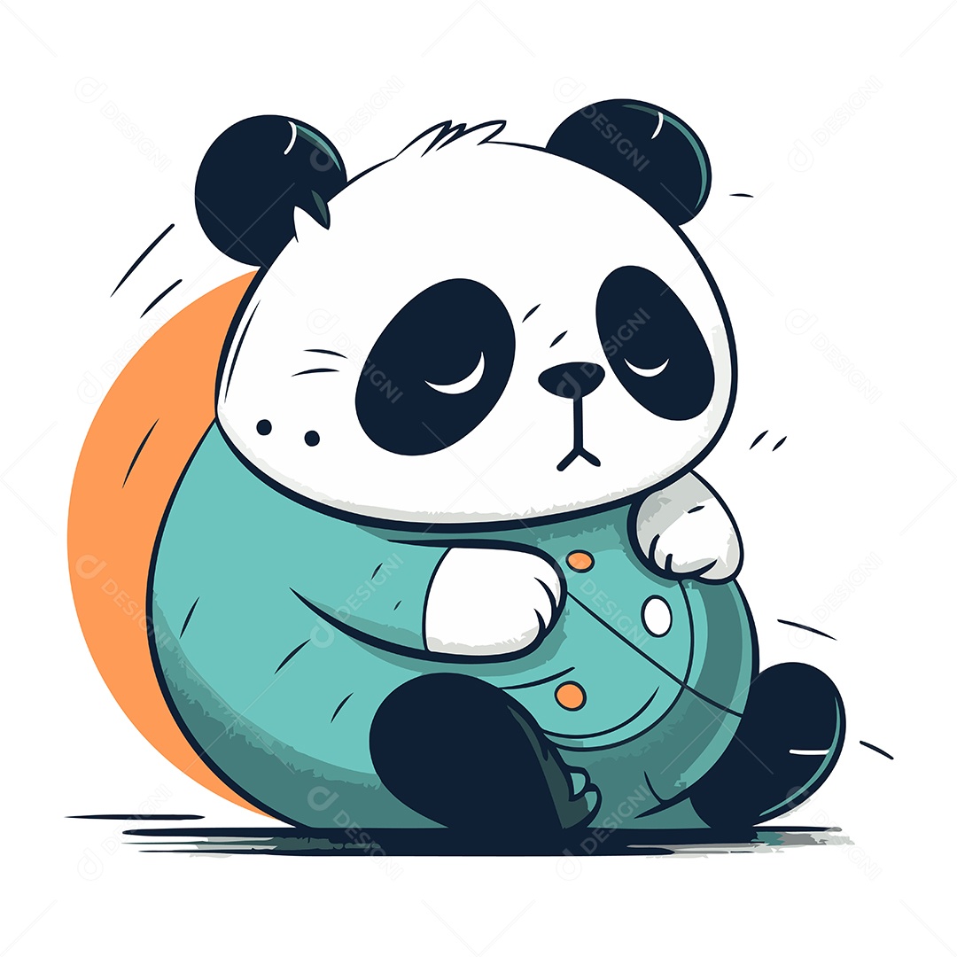 Panda Fofo de Desenho Animado Ilustração Vetor EPS