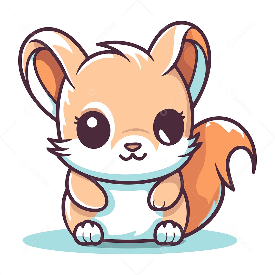 Esquilo Fofo de Desenho Animado Ilustração Vetor EPS