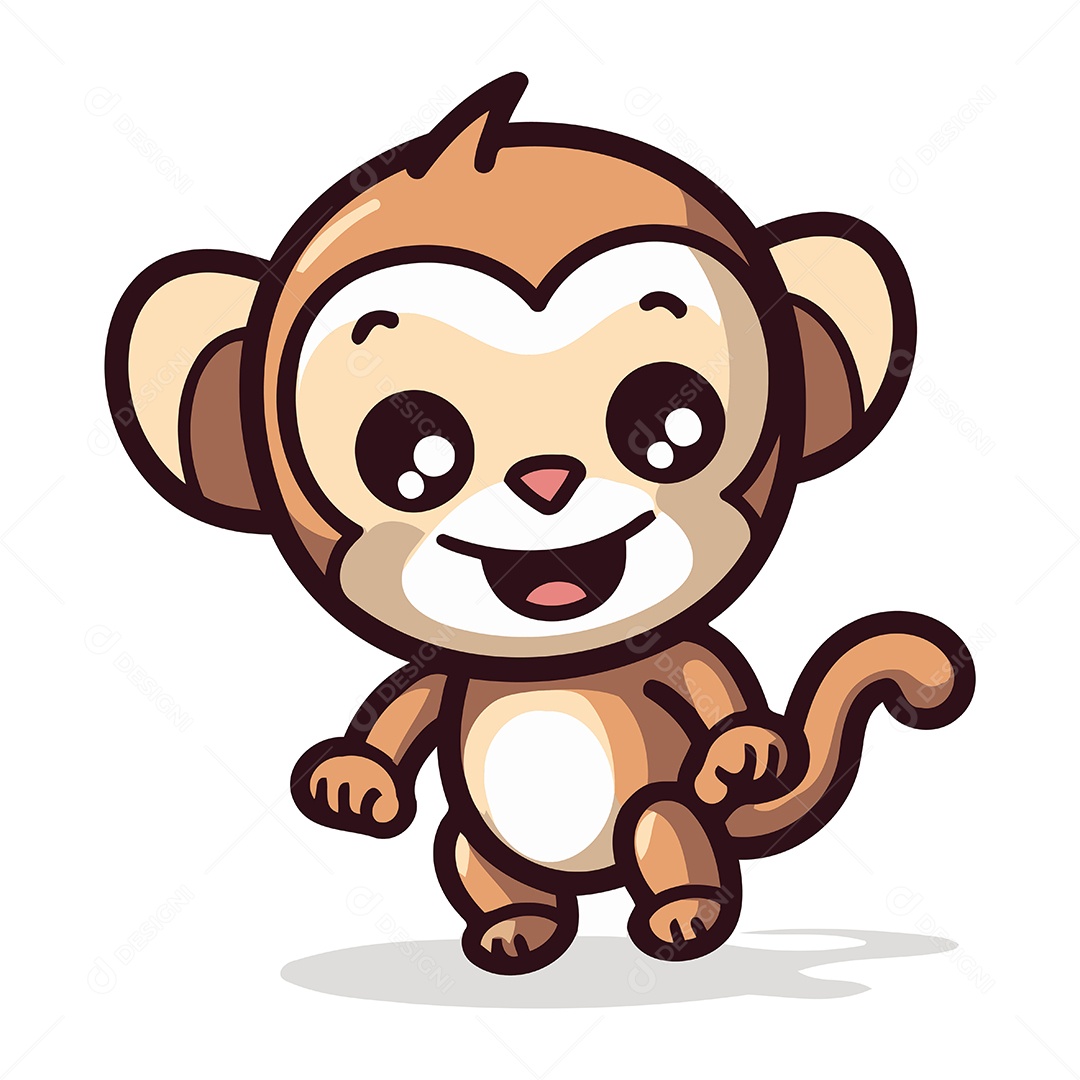 Macaco Fofo de Desenho Animado Ilustração Vetor EPS