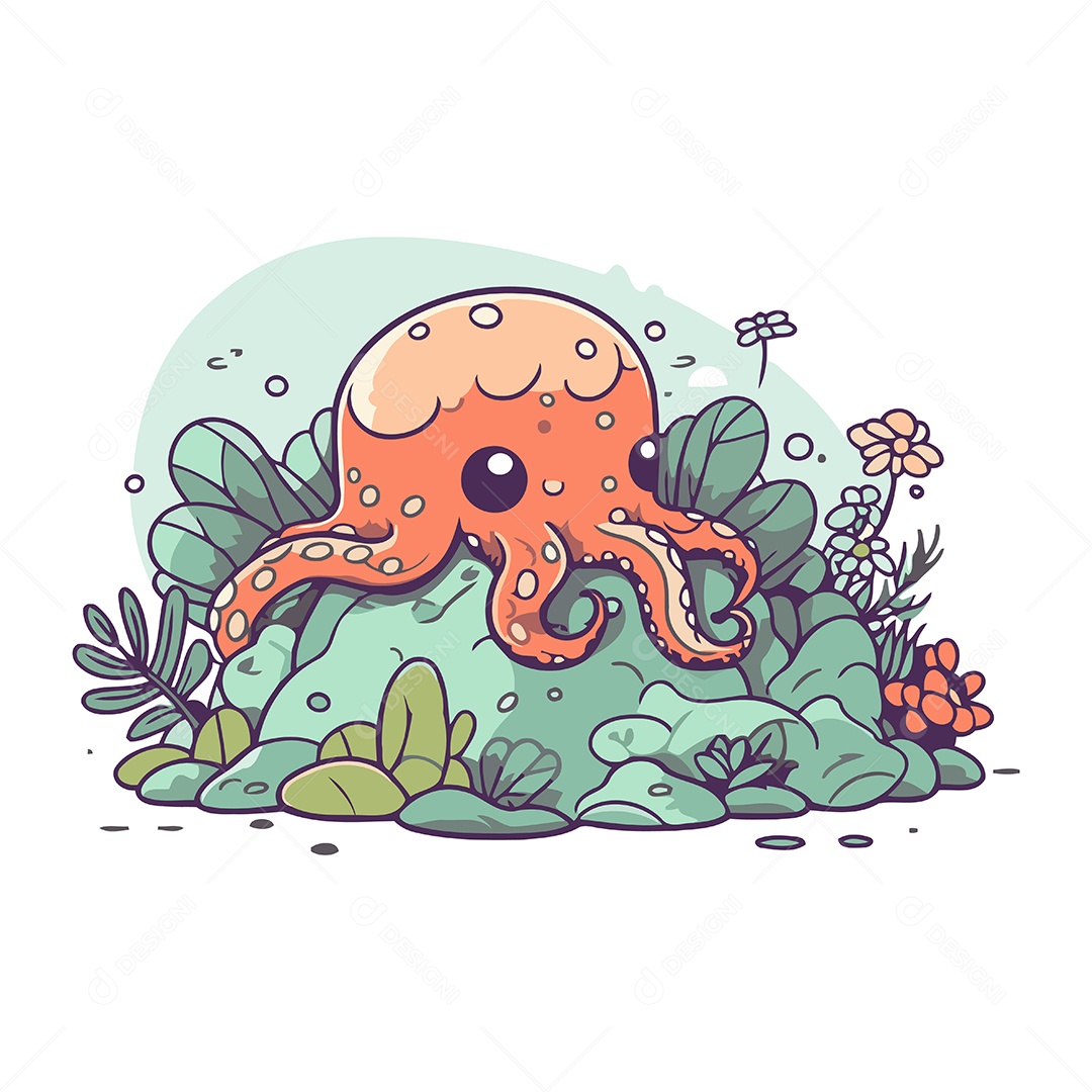 Polvo de Desenho Animado Ilustração Vetor EPS