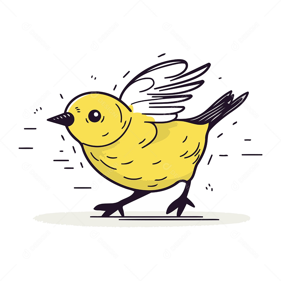 Passarinho Amarelo Fofo Ilustração Vetor EPS