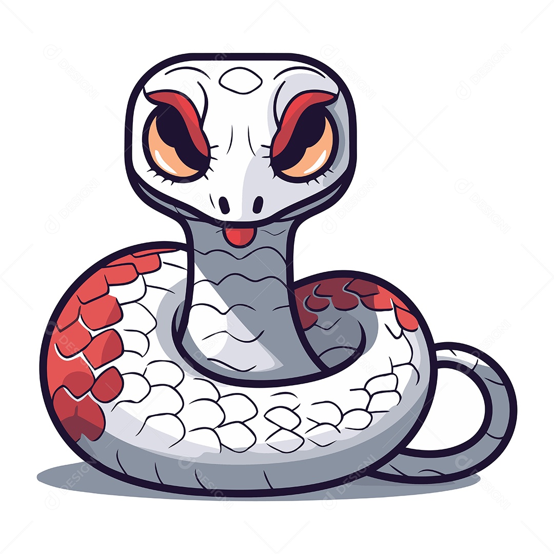 Cobra Fofa de Desenho Animado Ilustração Vetor EPS