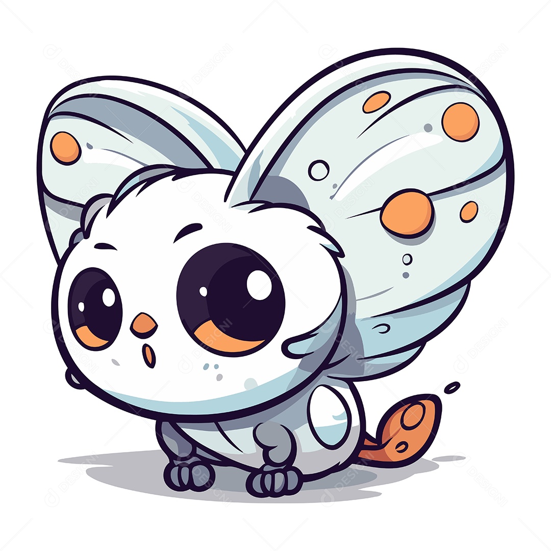 Borboleta Fofa de Desenho Animado Ilustração Vetor EPS