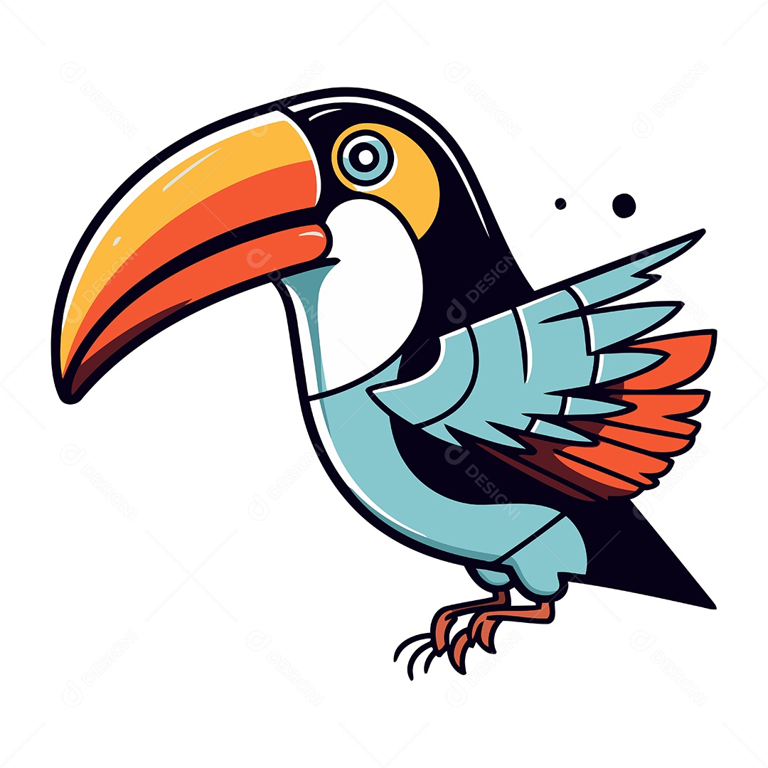 Tucano Fofo de Desenho Animado Ilustração Vetor EPS