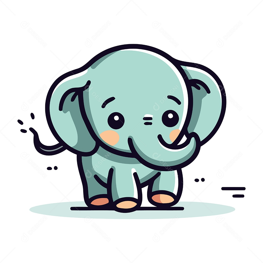 Elefante Fofo de Desenho Animado Ilustração Vetor EPS