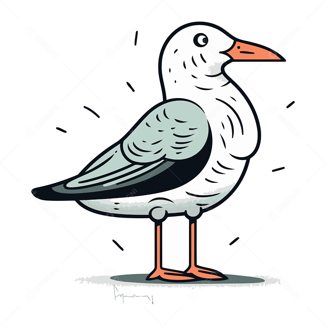 Gaivota de Desenho Animado Ilustração Vetor EPS