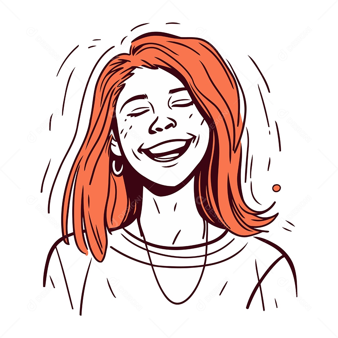 Mulher Ruiva de Desenho Animado Ilustração Vetor EPS