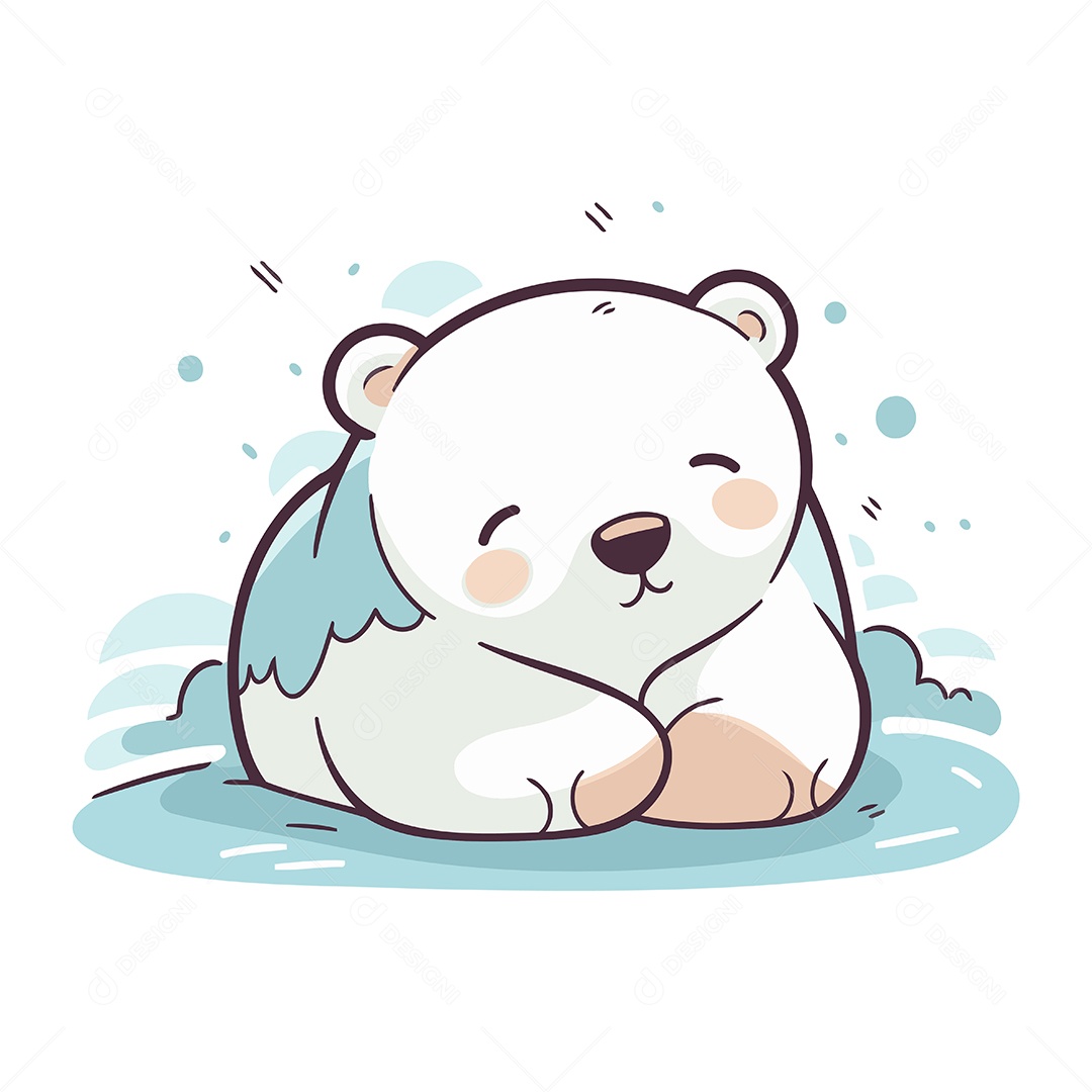 Urso Polar Fofo Dormindo Ilustração Vetor EPS