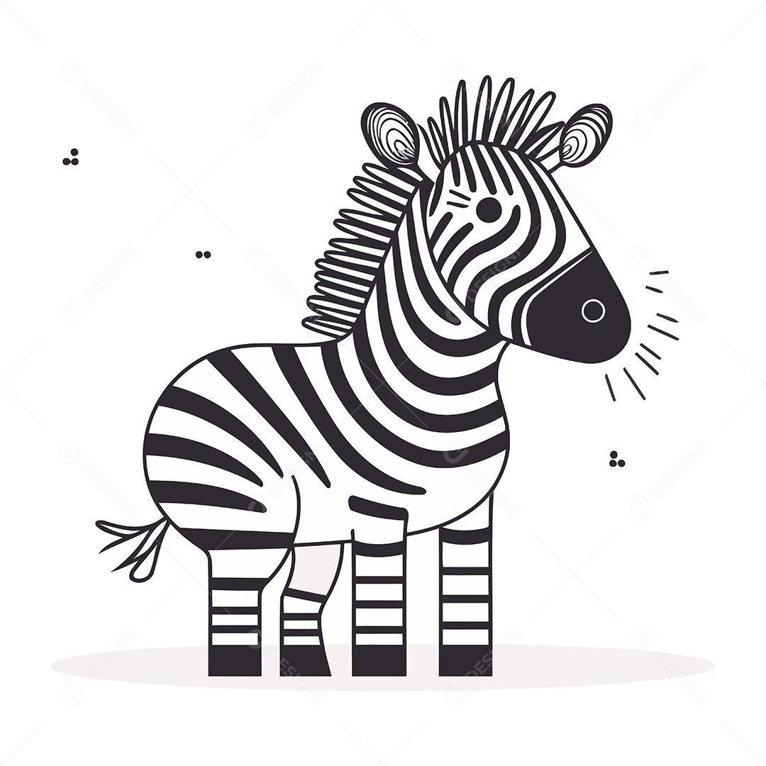 Zebra de Desenho Animado Ilustração Vetor EPS