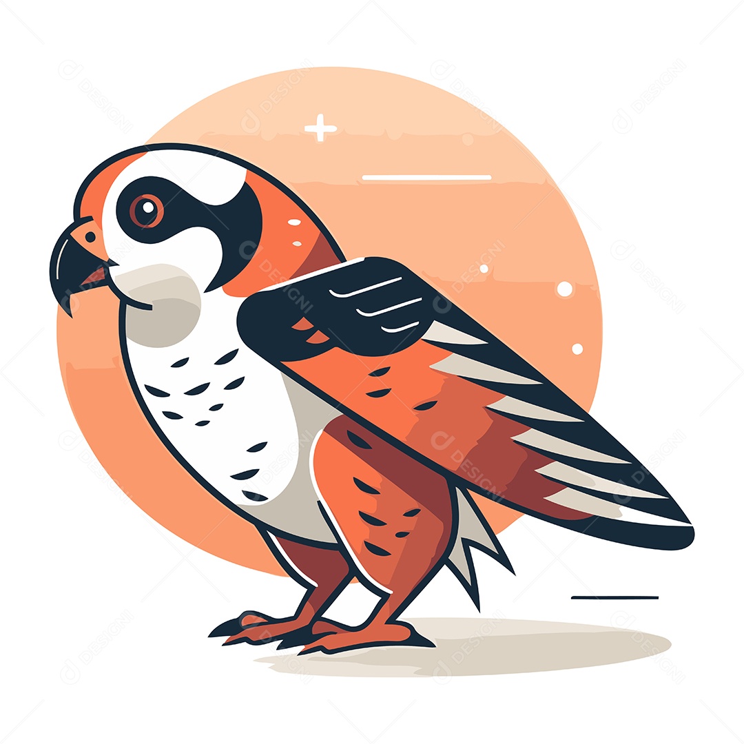 Falcão de Asa Vermelha Desenho Animado Ilustração Vetor EPS