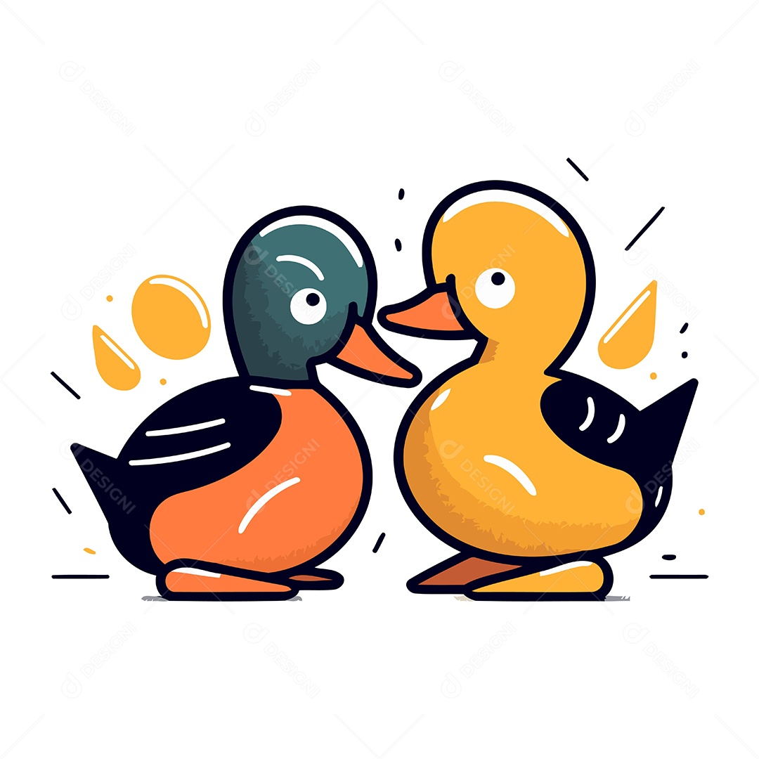 Patos de Desenho Animado Ilustração Vetor EPS