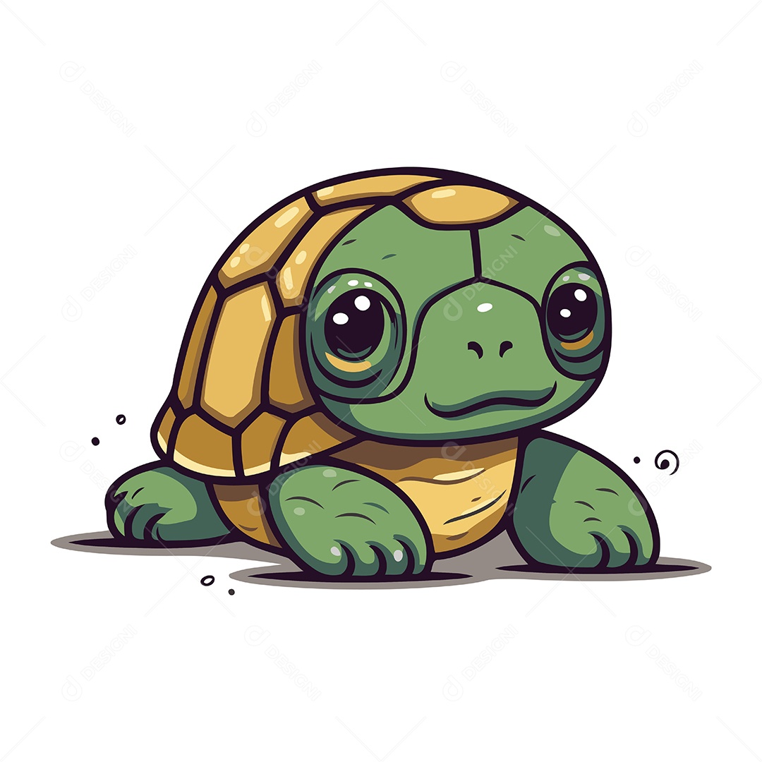 Tartaruga Fofa de Desenho Animado Ilustração Vetor EPS
