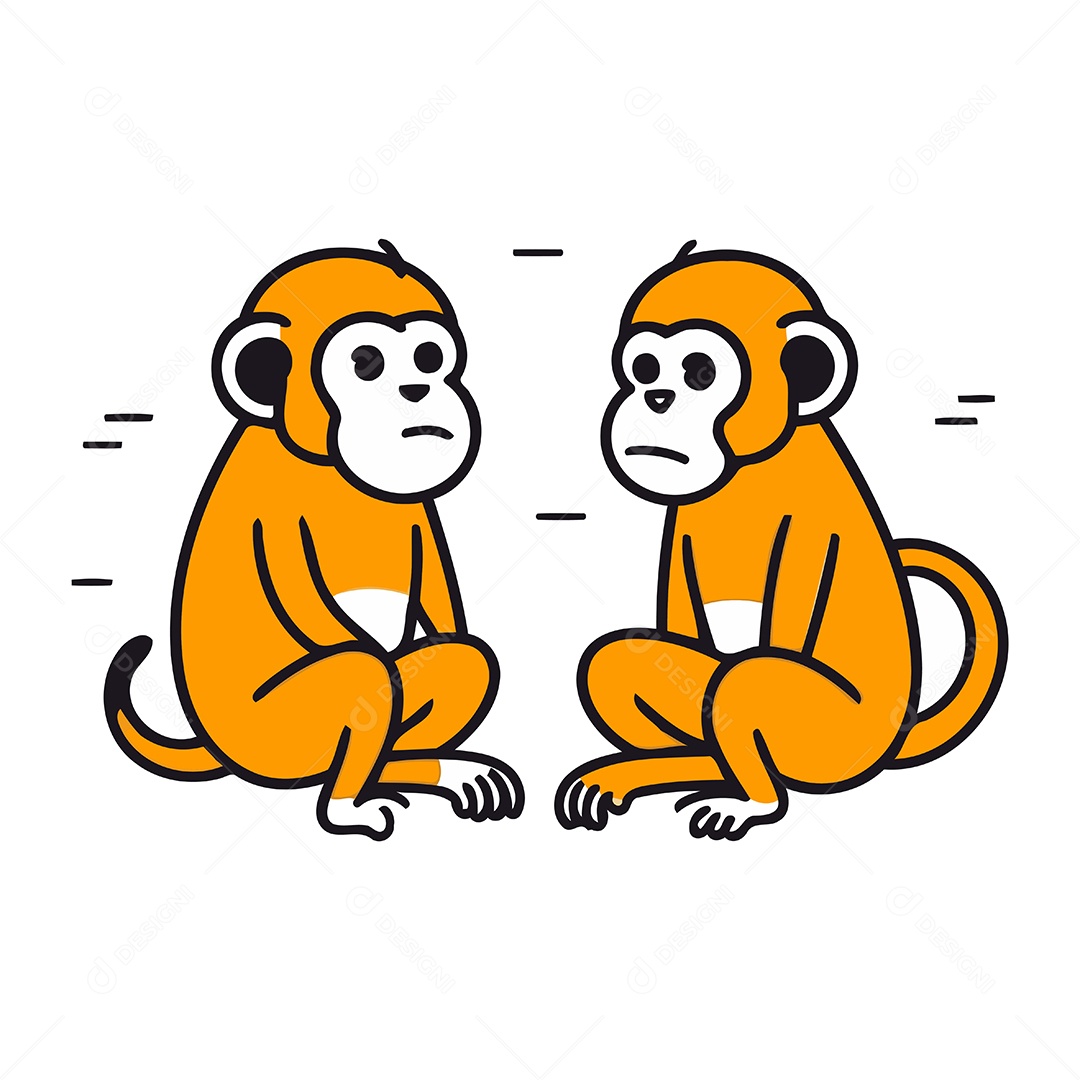 Macacos de Desenho Animado Ilustração Vetor EPS