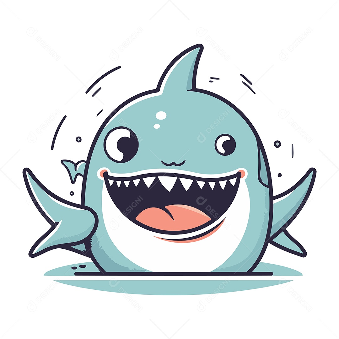 Tubarão de Desenho Animado Ilustração Vetor EPS