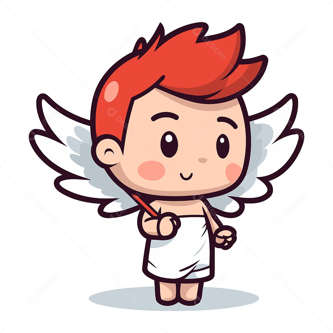 Menino Cupido de Desenho Animado Ilustração Vetor EPS
