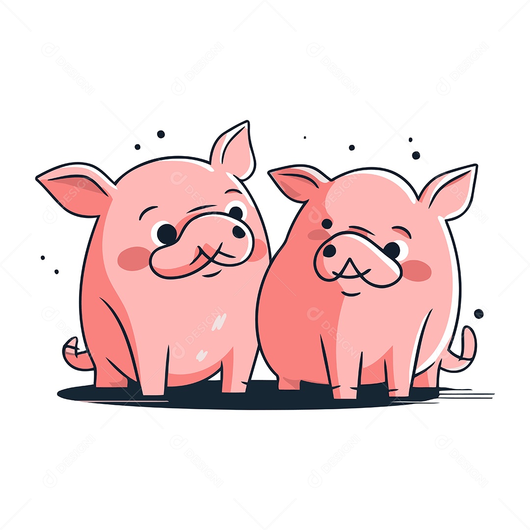 Porcos de Desenho Animado Ilustração Vetor EPS