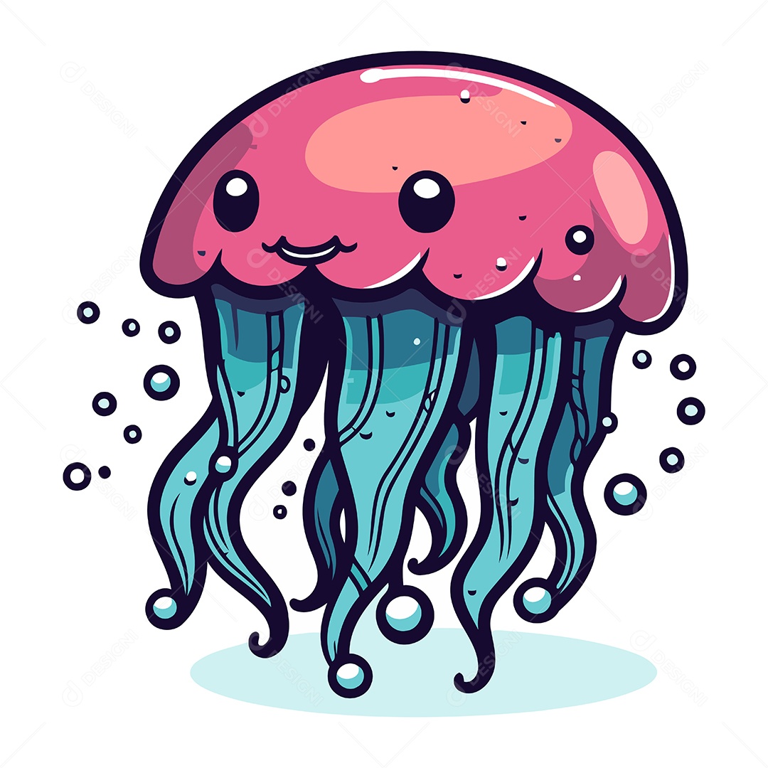 Água Viva de Desenho Animado Ilustração Vetor EPS