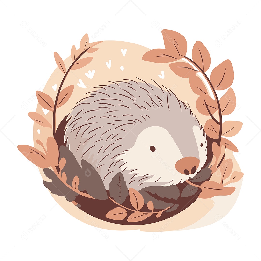 Ouriço Fofo de Desenho Animado Ilustração Vetor EPS