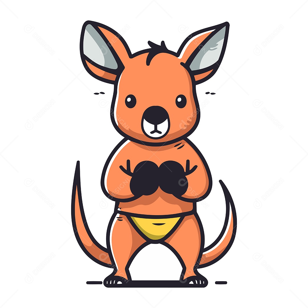 Canguru Fofo de Desenho Animado Ilustração Vetor EPS