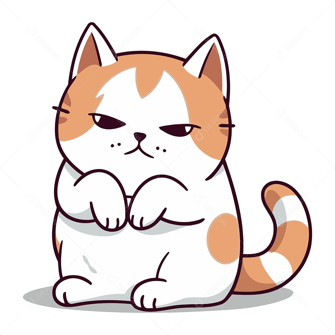 Gato Fofo de Desenho Animado Ilustração Vetor EPS