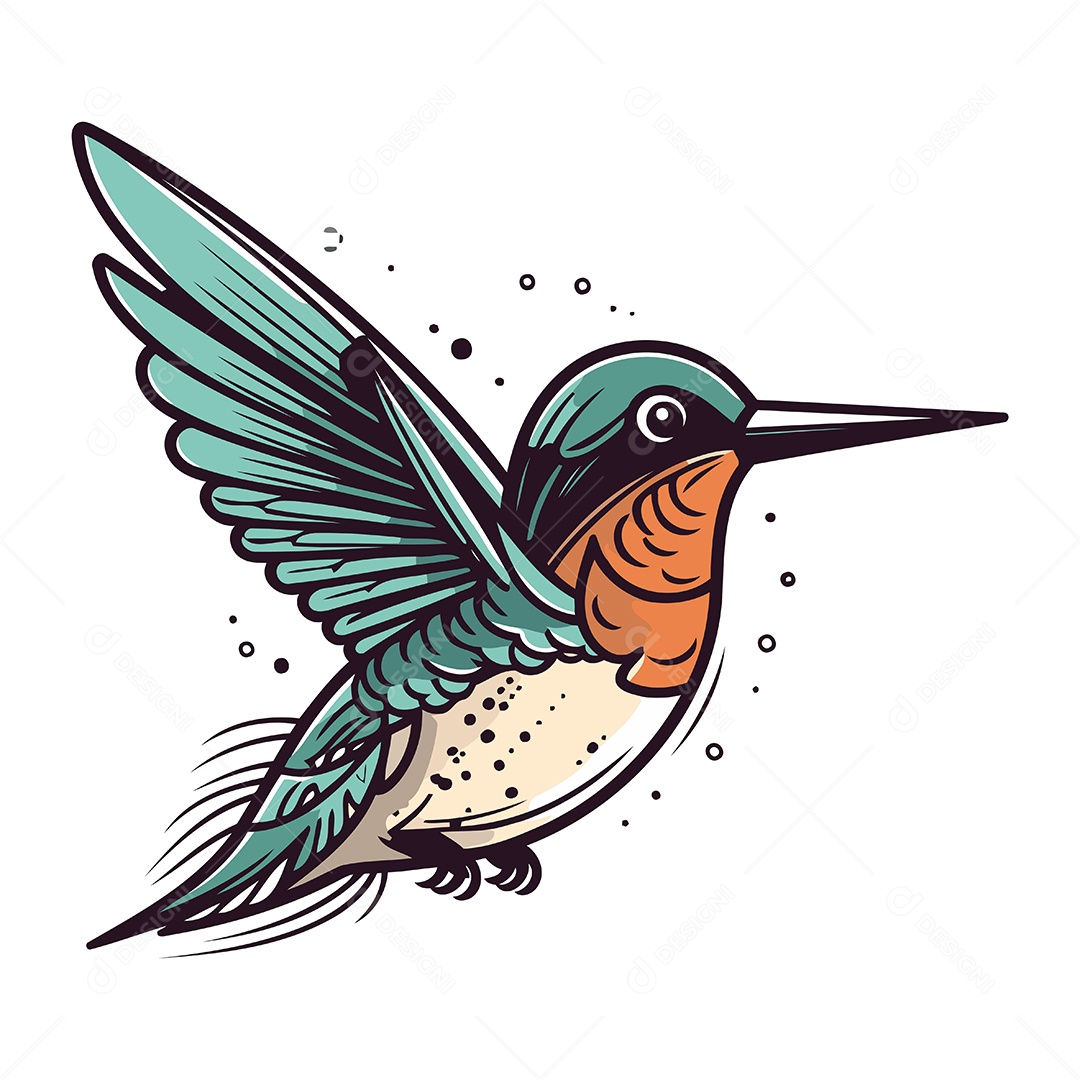 Beija Flor de Desenho Animado Ilustração Vetor EPS