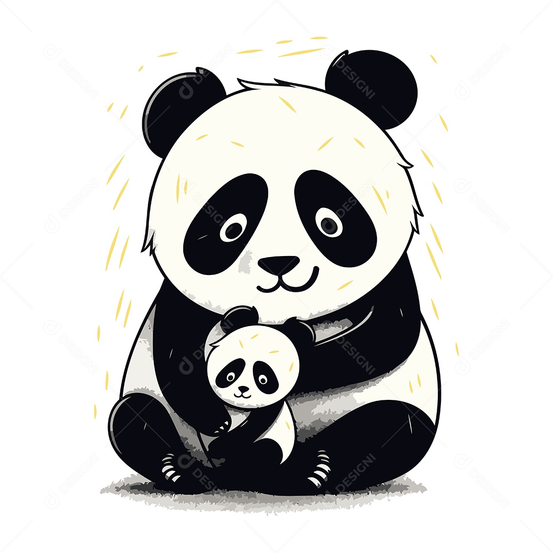Urso Panda Fofo de Desenho Animado Ilustração Vetor EPS