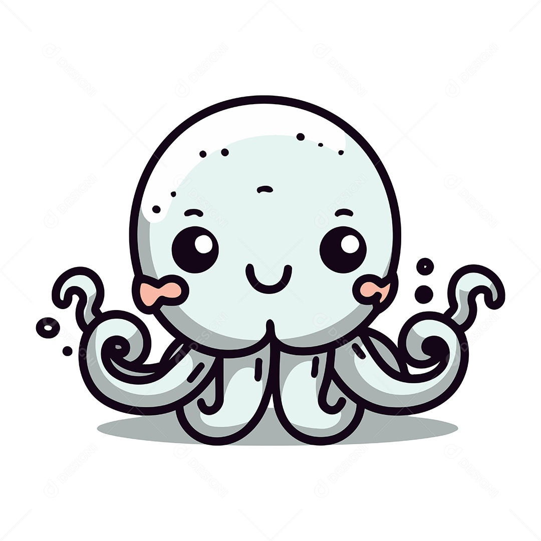 Polvo Fofo de Desenho Animado Ilustração Vetor EPS