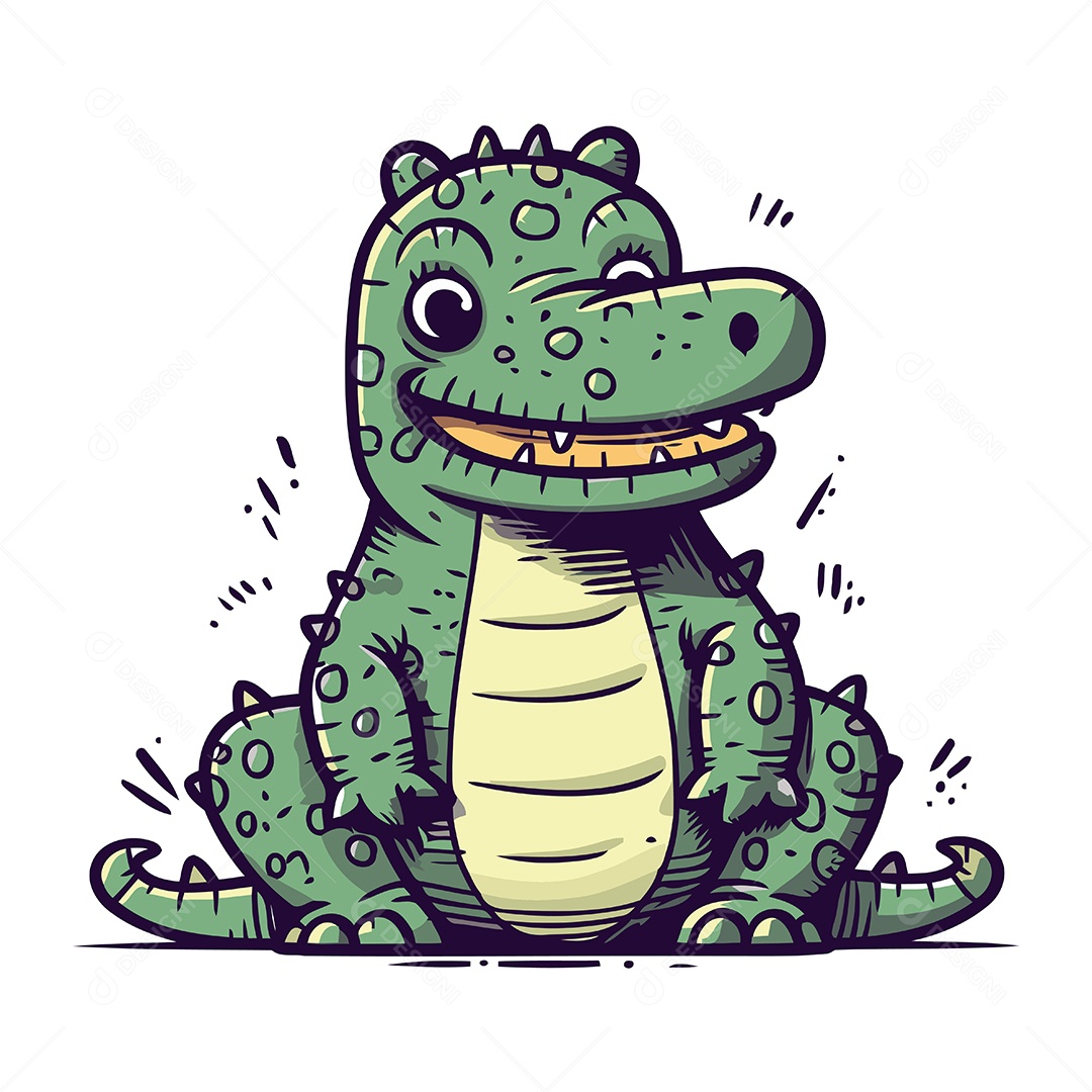 Crocodilo de Desenho Animado Ilustração Vetor EPS