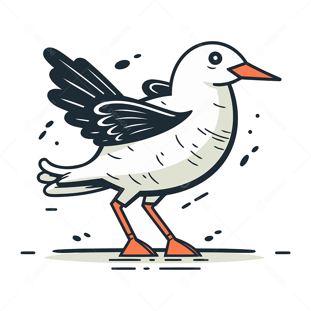 Gaivota de Desenho Animado Ilustração Vetor EPS