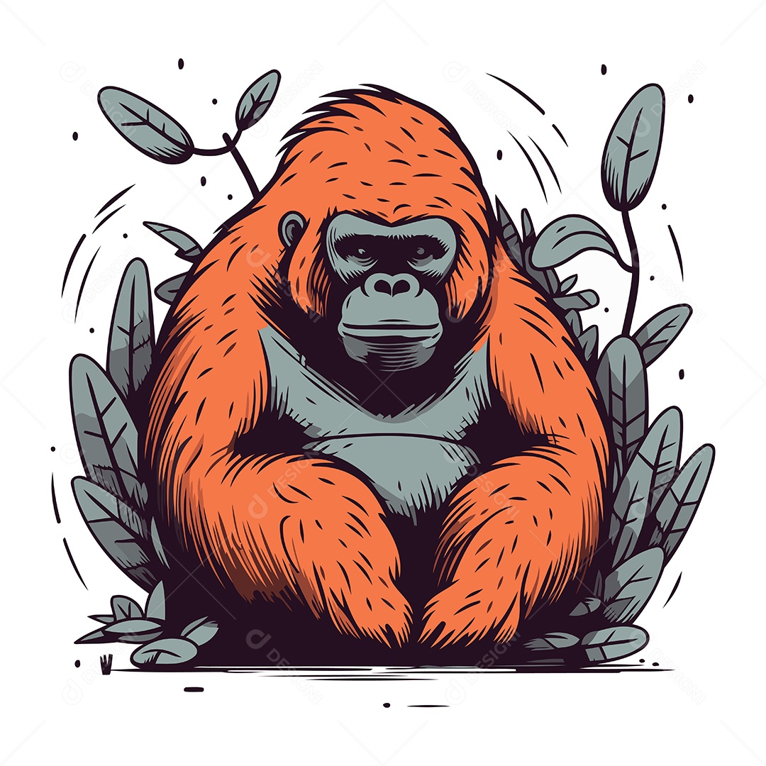 Gorila de Desenho Animado Ilustração Vetor EPS