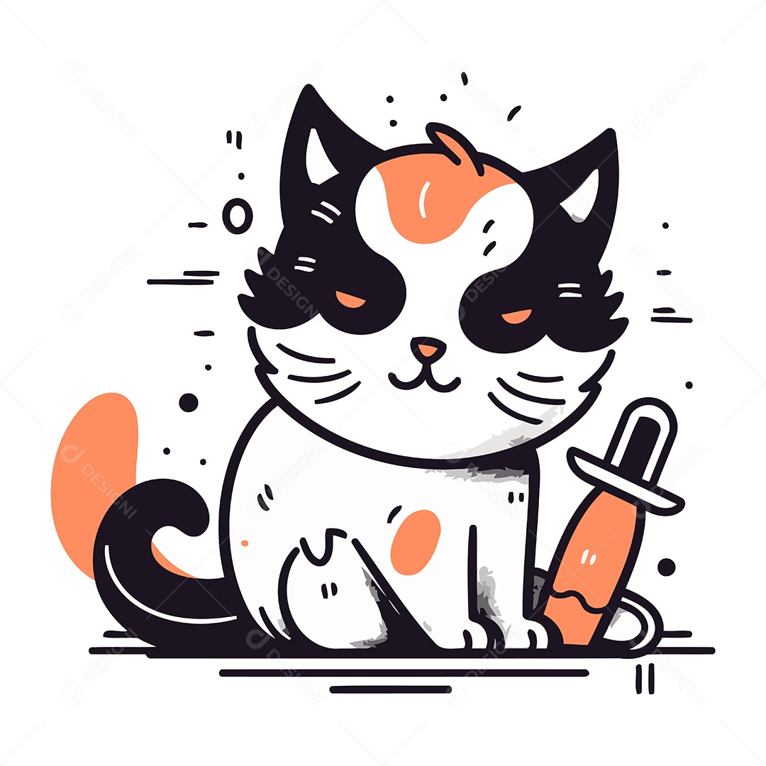 Gato de Desenho Animado Ilustração Vetor EPS